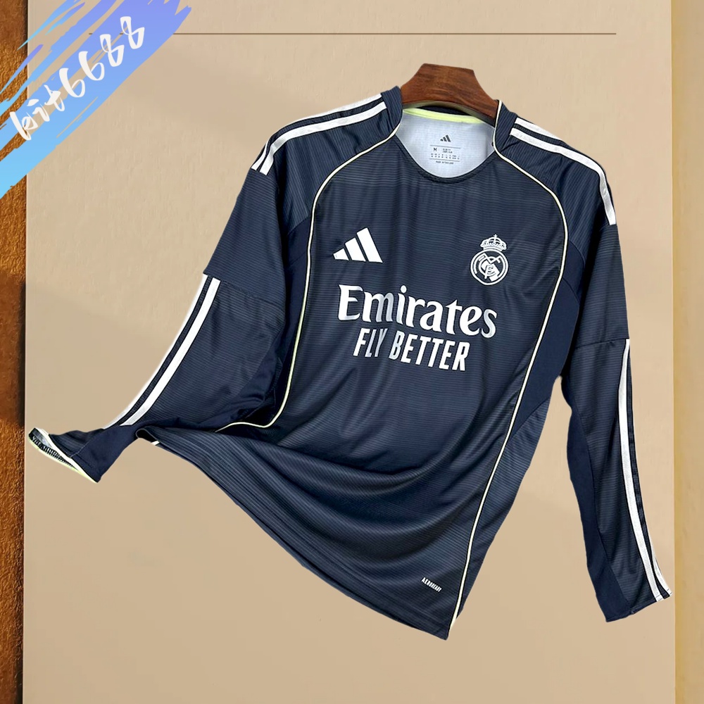 2025/2026 Real Madrid Away Long Sleeve Football Shirt （Fan Edition）
