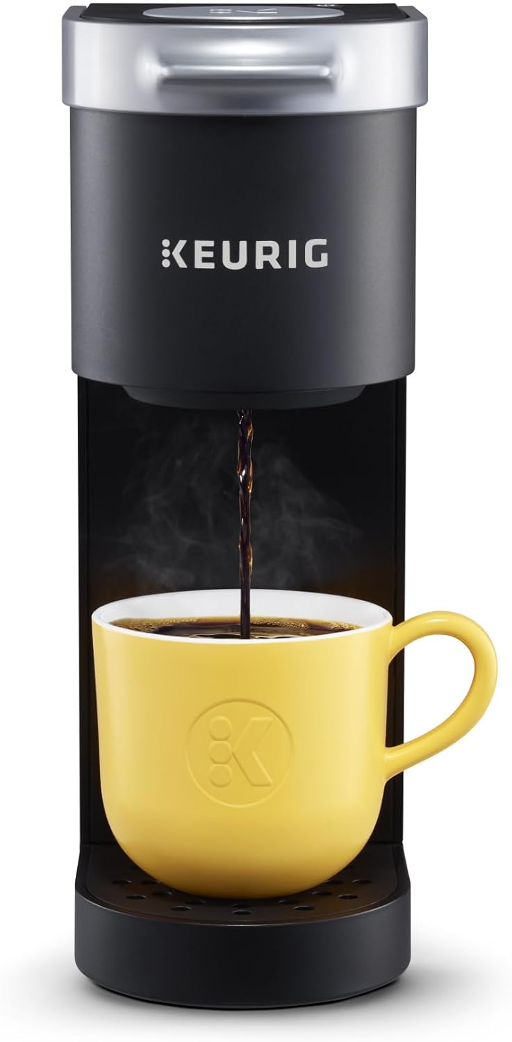Coffee maker, 6 to 12 ounces (about 15.2 to 340.2 grams) brew size, with cord storage, great for small spaces, black