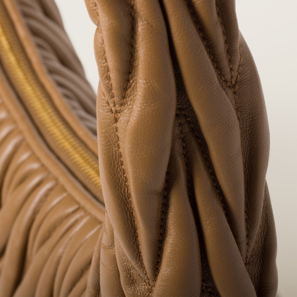 Wander matelassé nappa leather hobo bag Caramel