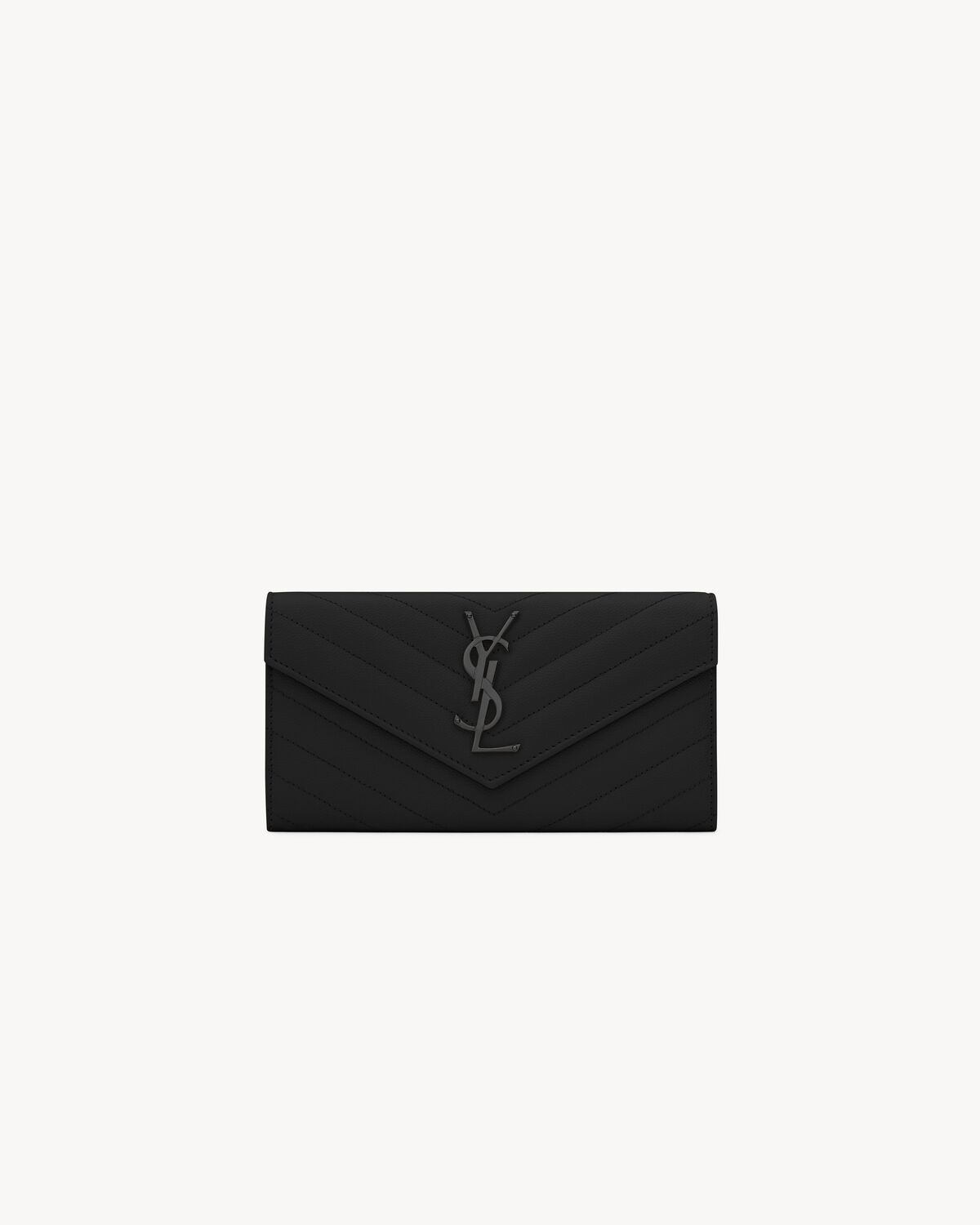 cassandre matelassé large flap wallet in grain de poudre leather BLACK