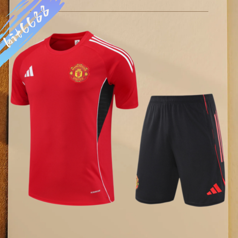 25/26 Manchester United red Short Sleeve Training Wear ( Adult kit Kids )