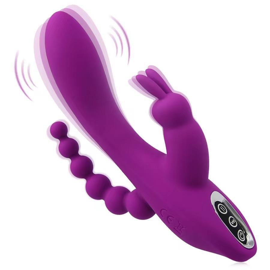 Mlovexy - Clitoris Stimulation Vibrator 3-in-1 G-Spot Rabbit Anal Dildo Vibrator