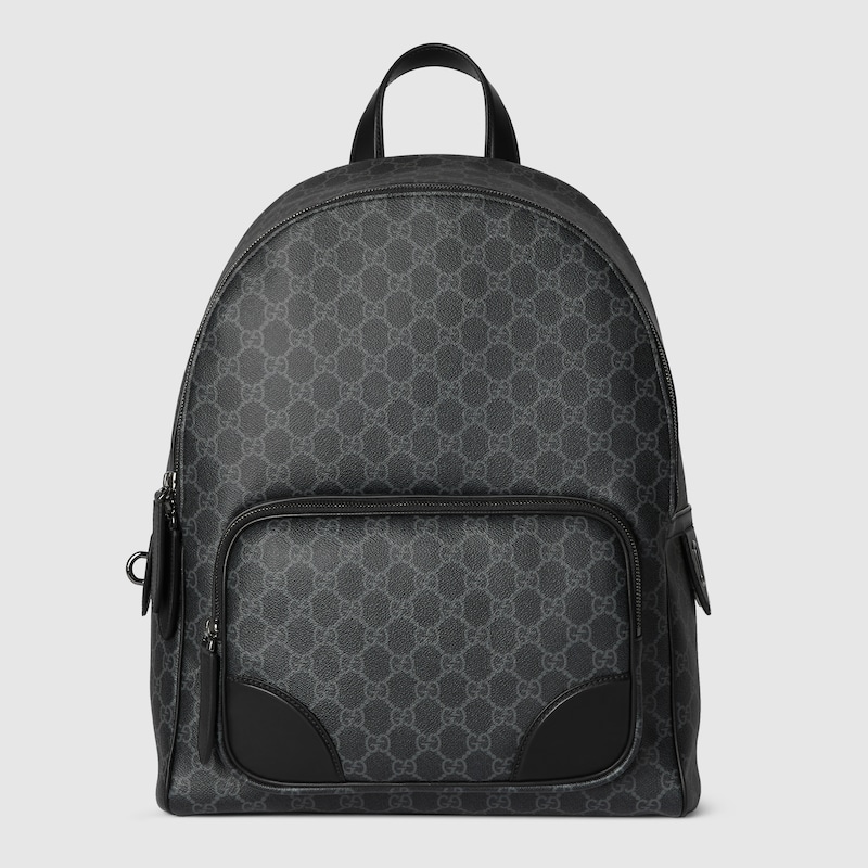 GG Emblem medium backpack Black leather trim