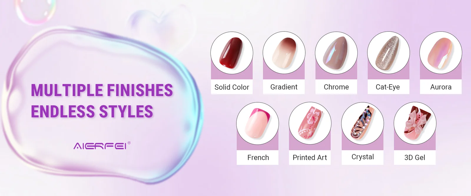 AIERFEI Press On Nails with Multiple Finishes and Custom Nail Styles