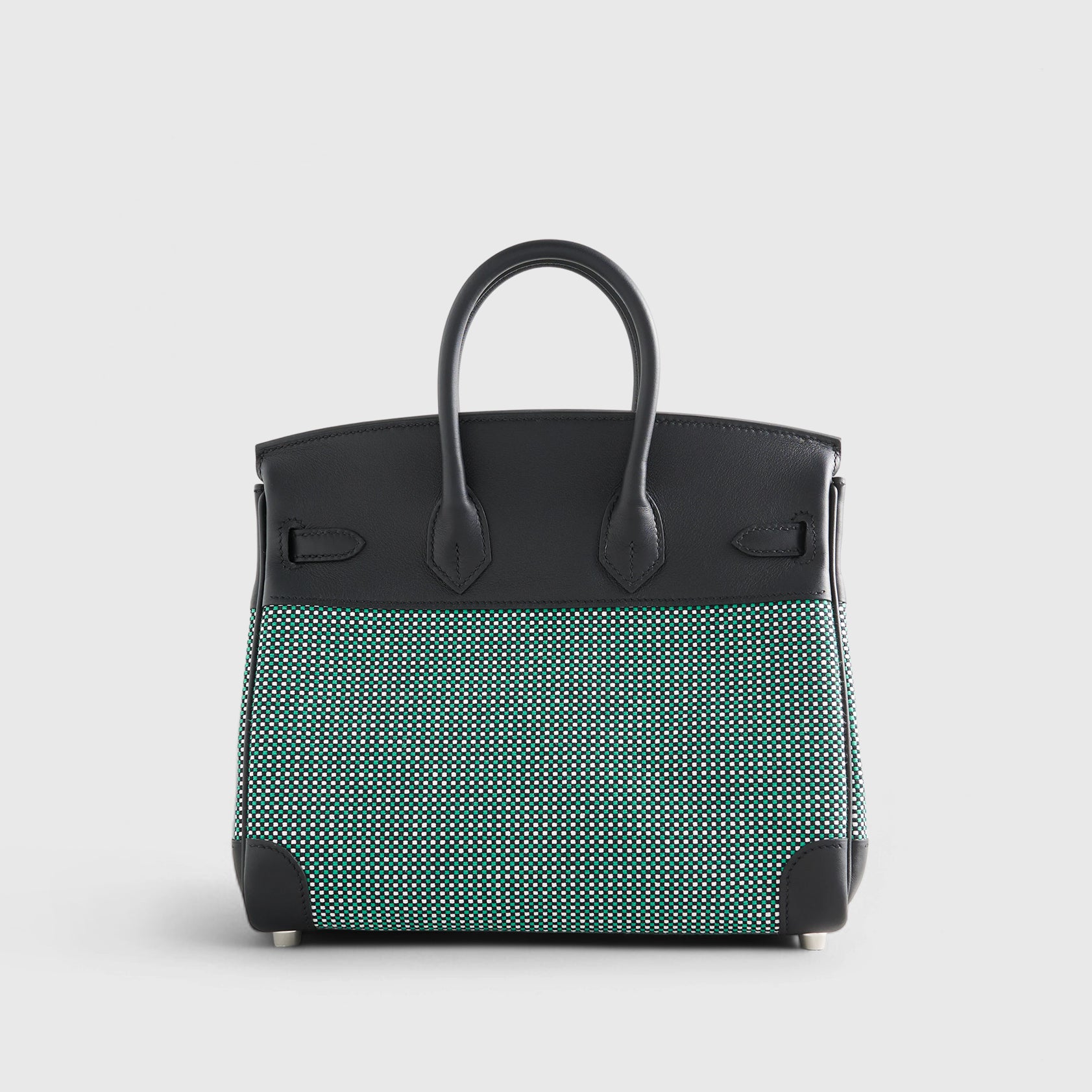 Hermès Birkin 25 Swift, Toila Black/White/Menthe Quadrille Palladium Hardware