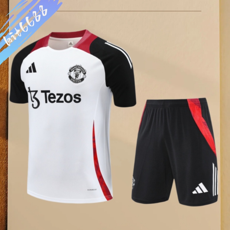 24/25 Manchester United  white  Short Sleeve Training Wear ( Adult kit Kids )