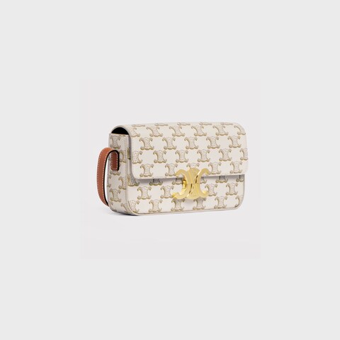 SHOULDER BAG CLAUDE IN Triomphe canvas and calfskin WHITE