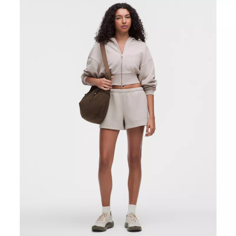 French Terry Cropped Full-Zip Hoodie