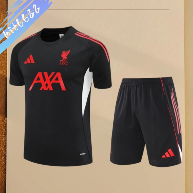 25/26 Liverpool black Short Sleeve Training Wear ( Adult kit Kids )