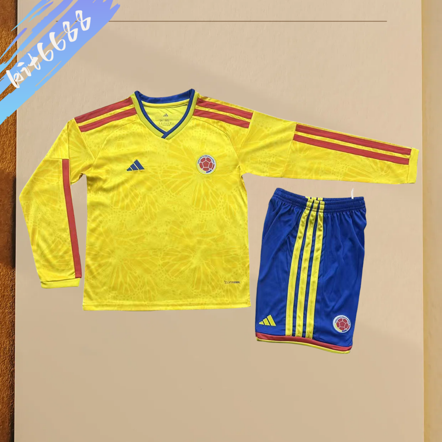 2026 Colombia Home long sleeves Football Shirt (Kids Kit socks)