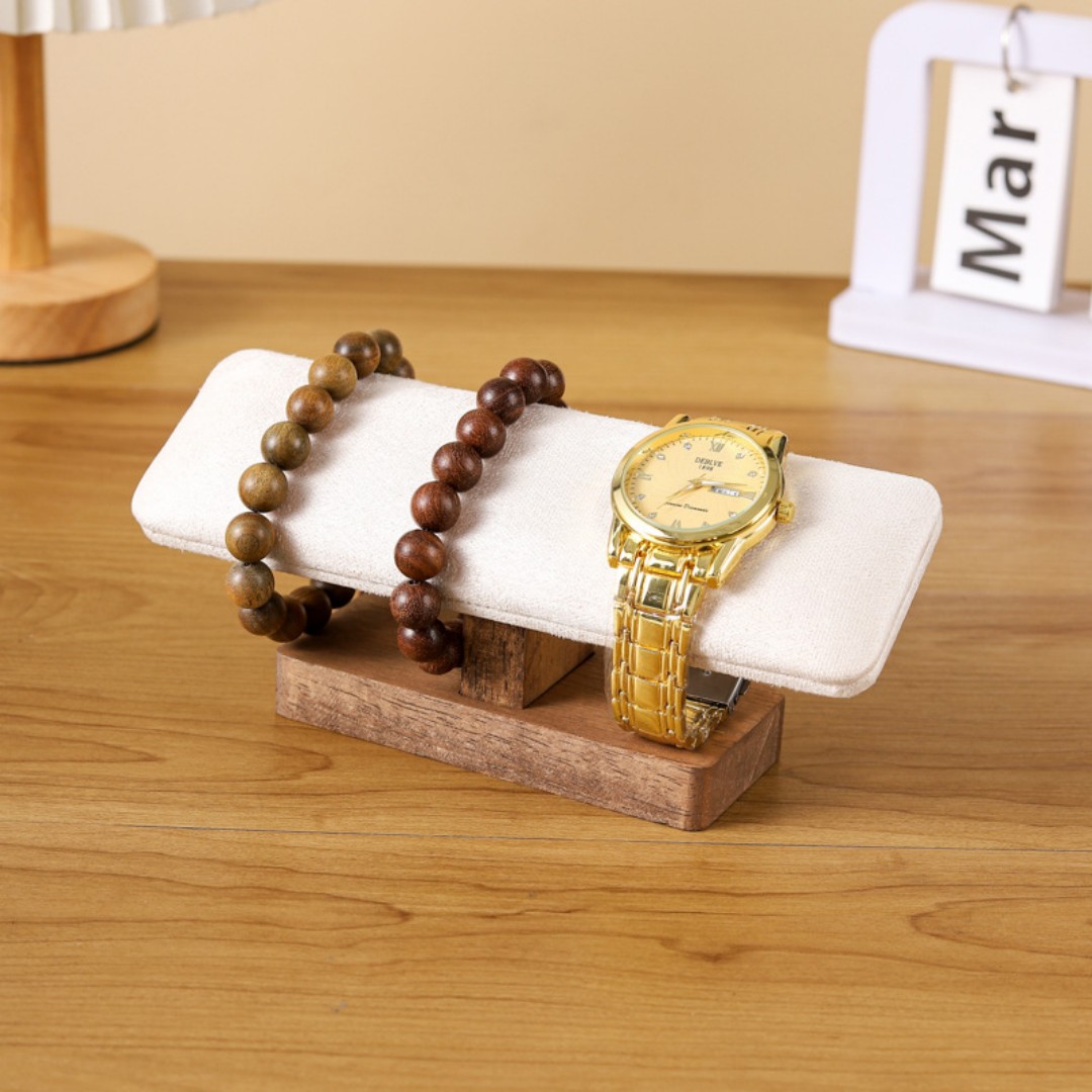 Solid Wood Single-Tier Watch Bracelet Display Stand Beaded Bracelet Storage Rack Bracelet Jewelry Display Stand Live Streaming Display Stand custom logo