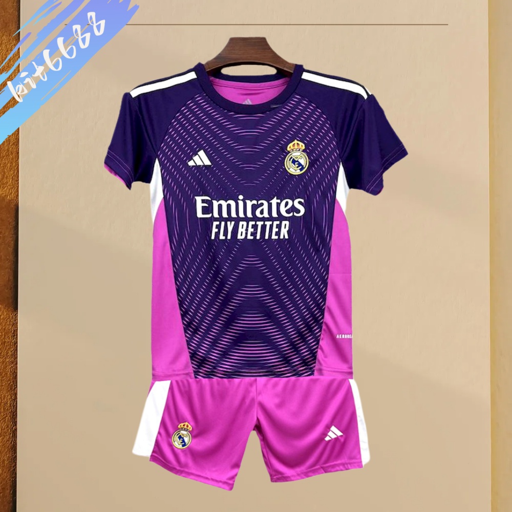 2025/2026 Real Madrid Purple Goalkeeper Football Kids Kit socks