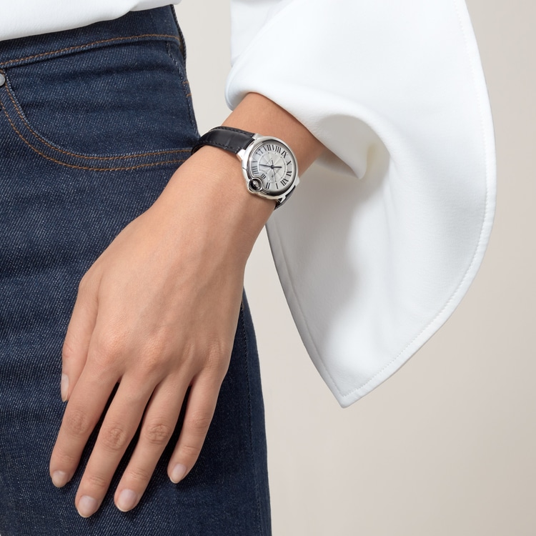 Ballon Bleu de Cartier watch Silver guilloché opaline dial 33 mm