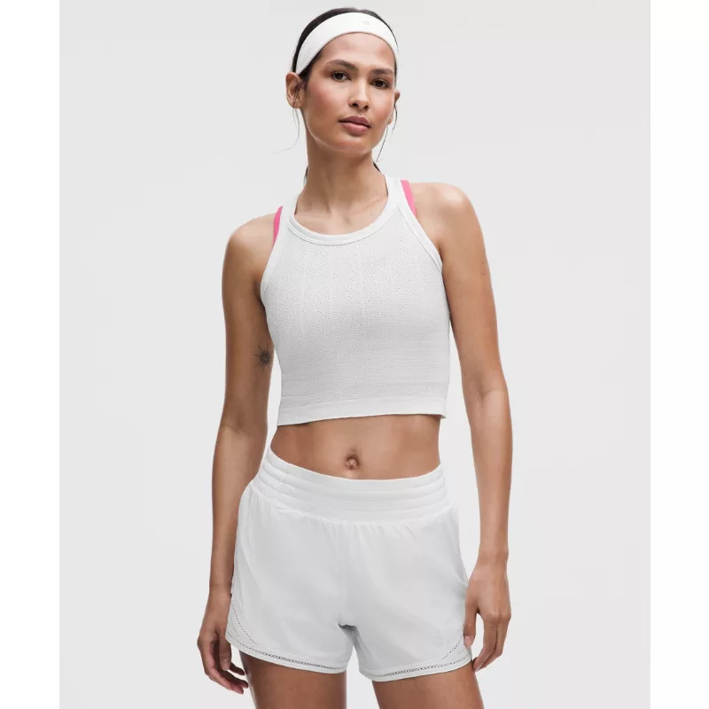 Swiftly Pointelle Cropped Racerback Tank Top