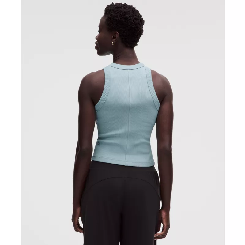 Ribbed Heavyweight Cotton-Blend Racerback Tank Top