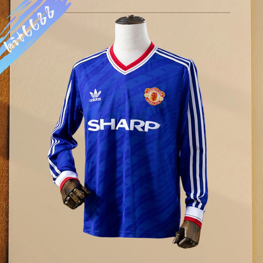 86/88 Manchester United Third Away  long sleeved retro football jersey