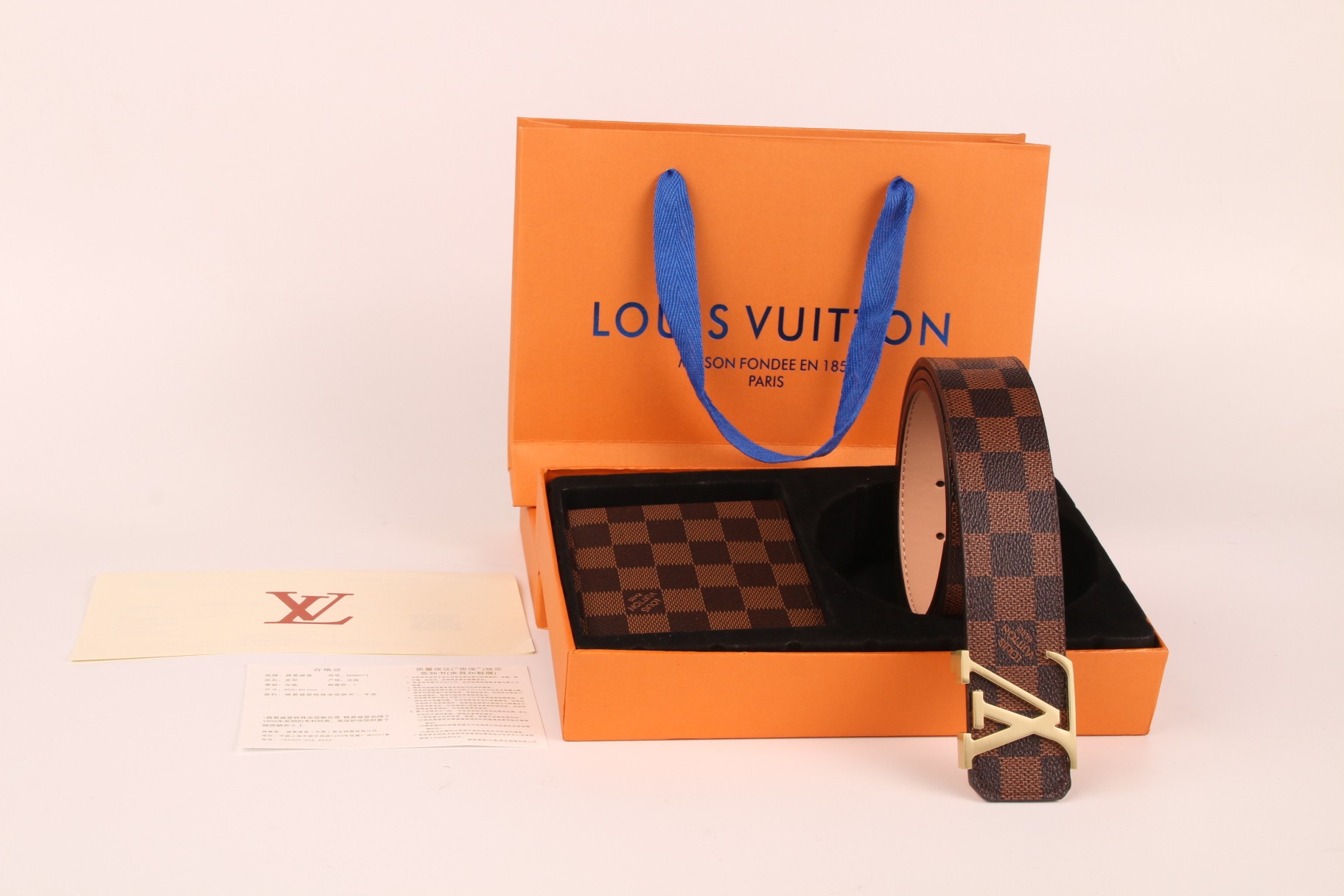 3-color belt buckle + wallet printed letter belt