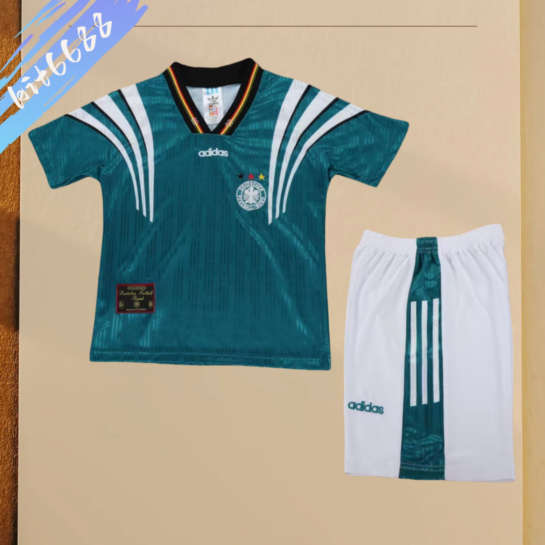 1996 Germany Away Retro Football Shirt ( Kids Kit )