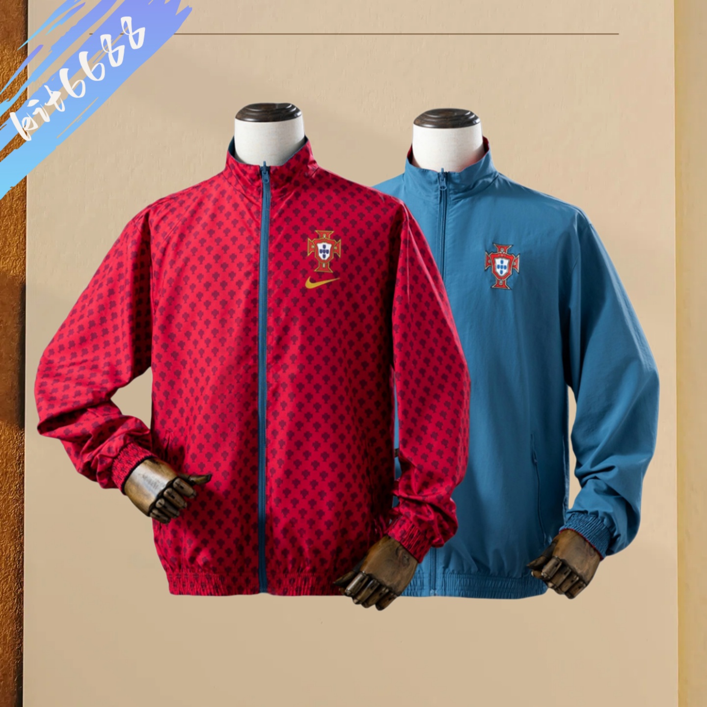 Portugal Reversible Jacket Windbreaker - Red & Cyan