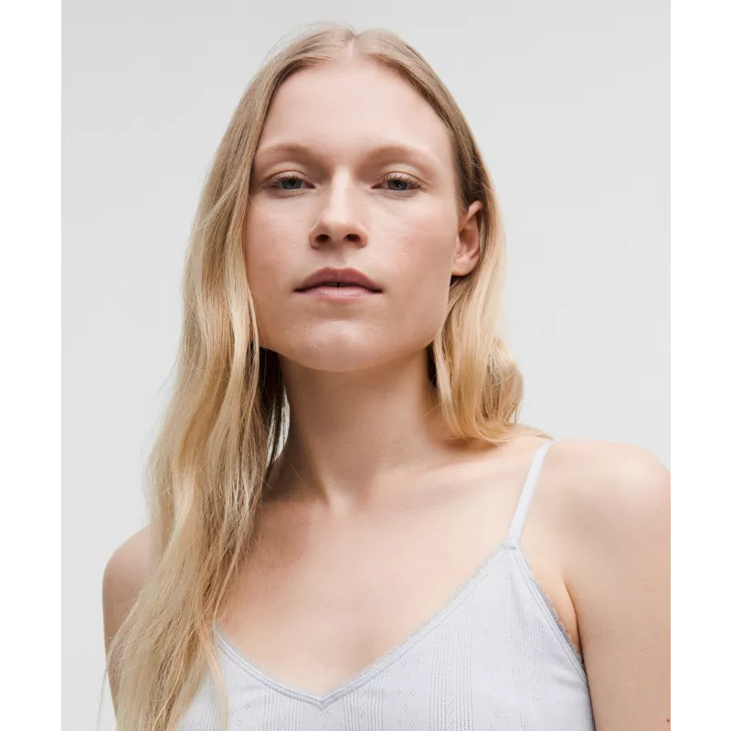 Cotton Pointelle Cropped Cami Tank Top