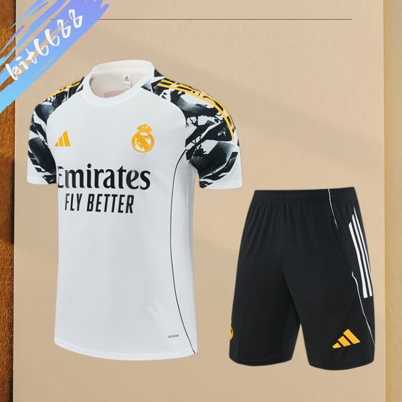 25/26 Real Madrid white Short Sleeve Training Wear ( Adult kit Kids )