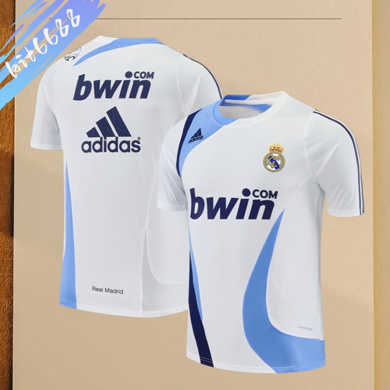 07/08 Real Madrid Retro Training Uniform short sleeves- Sleeve Football Shirt