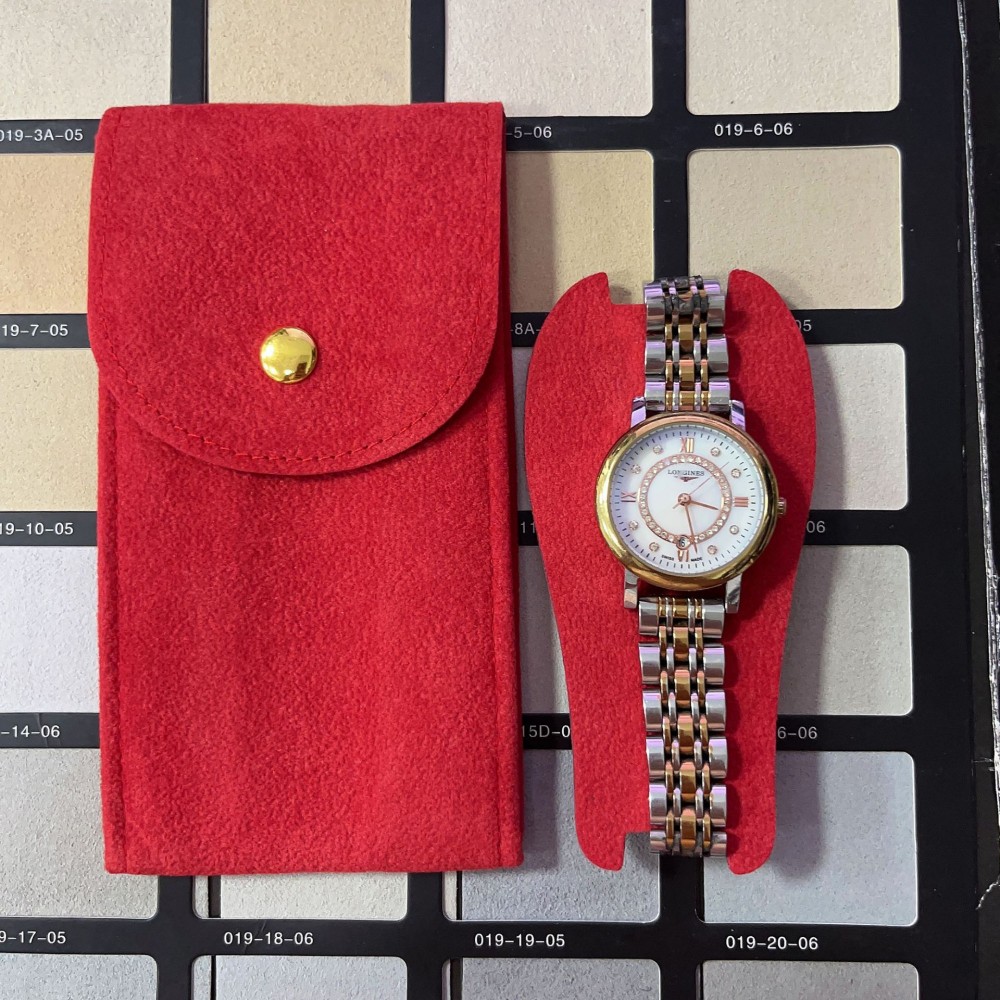 Premium Beaded Velvet Snap Button Watch Bag, Double-Sided Velvet Scratch-Proof Watch Pouch, Portable Mechanical Wristwatch Storage Sleeve, Shockproof Dustproof Watch Protective Bag, Custom Logo Factory Wholesale