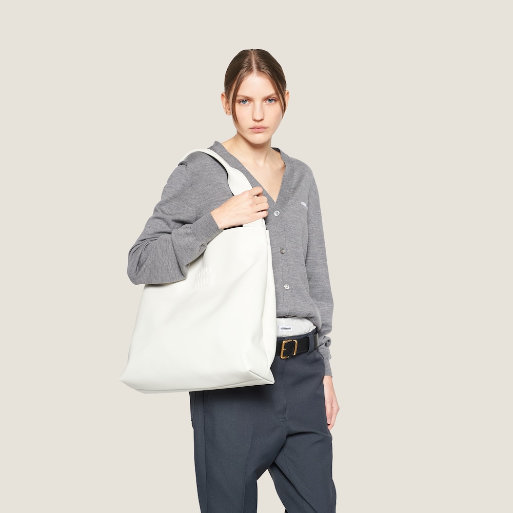 Leather hobo bag White