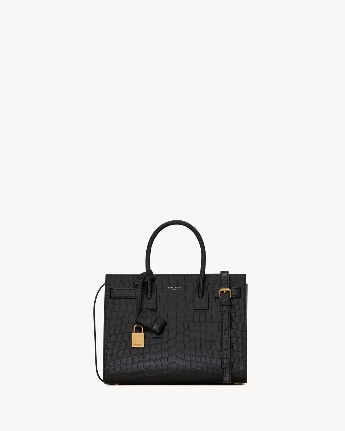 sac de jour in crocodile-embossed leather - baby BLACK