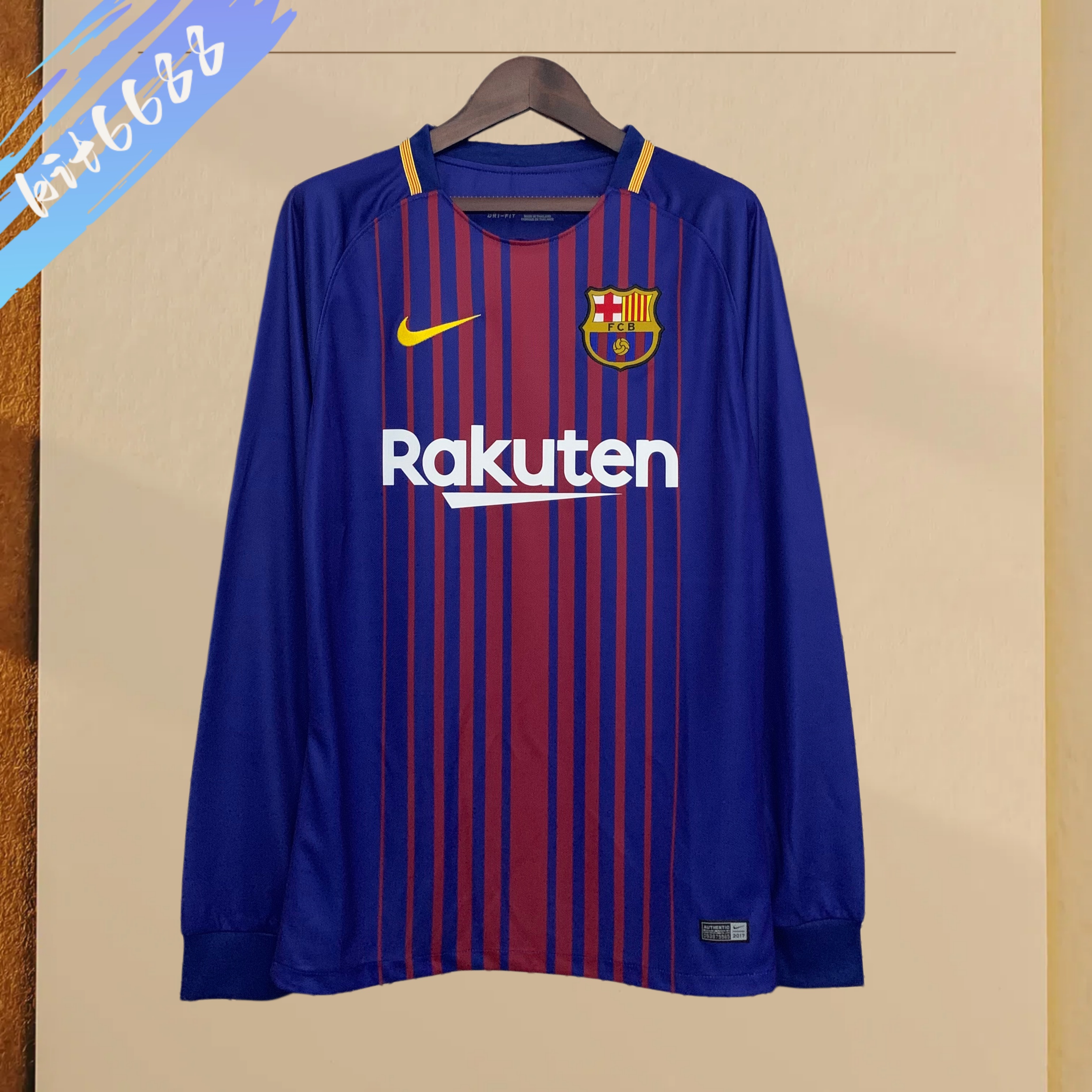 17/18 Barcelona home long sleeves Retro Football Shirt