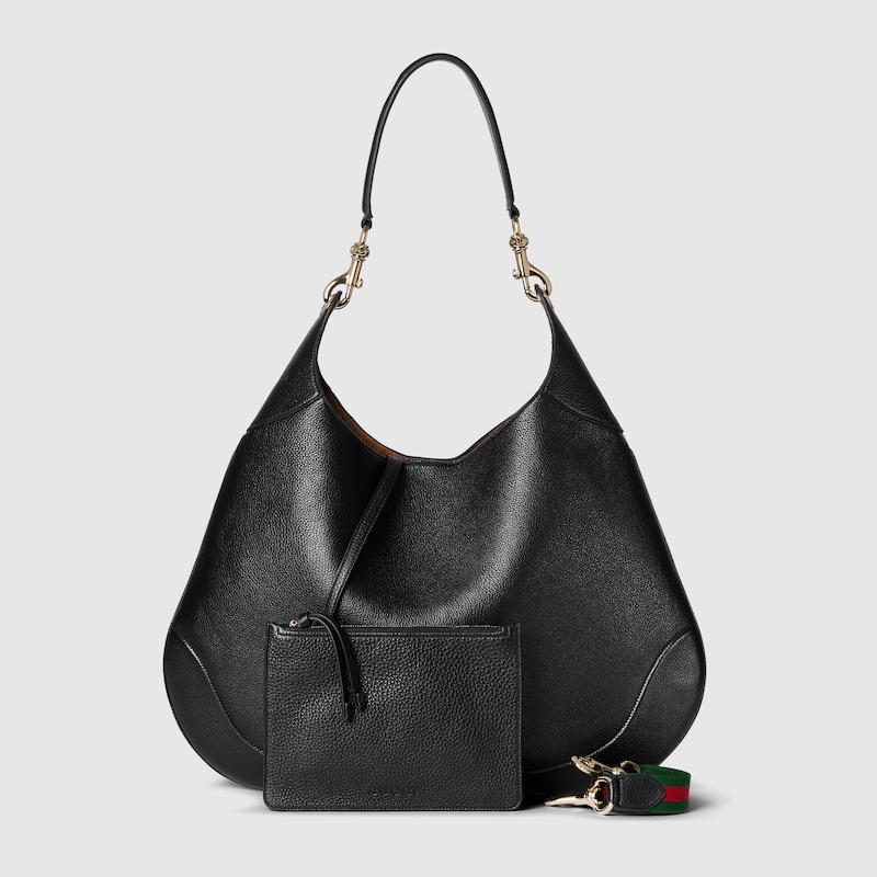 Gucci B large shoulder bag Black soft grainy leather