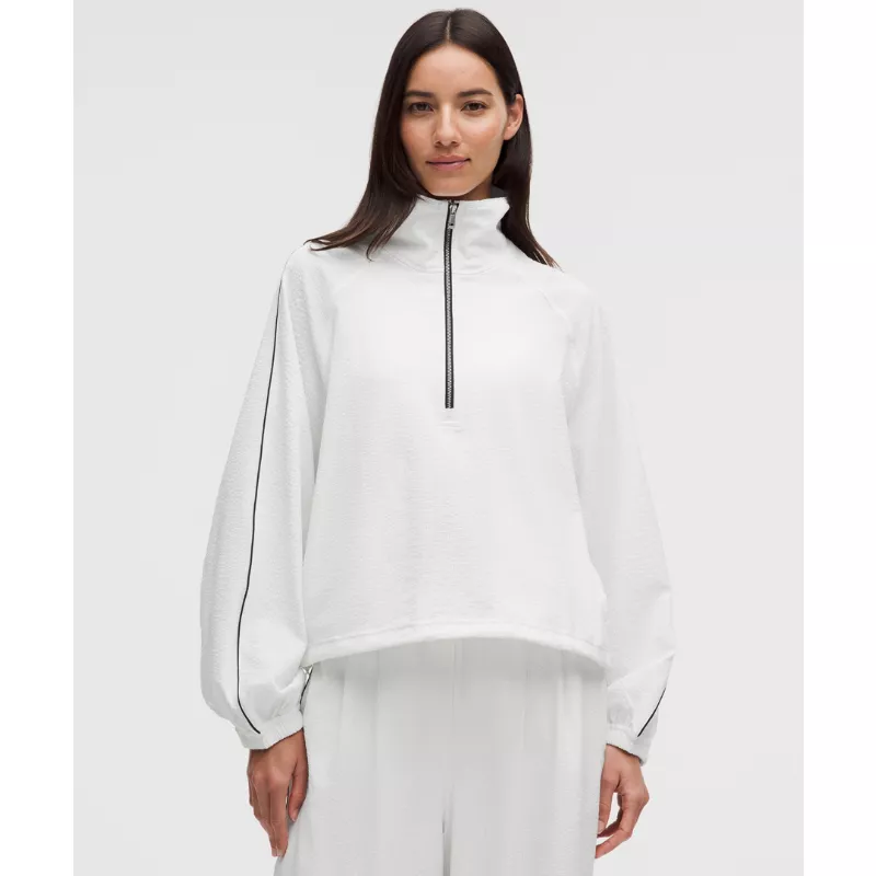 Seersucker WovenAir Funnel-Neck Half Zip