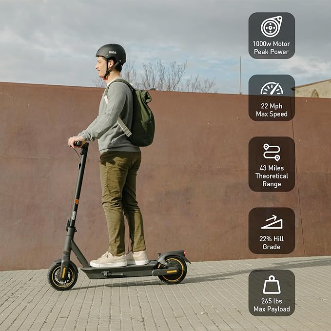 Segway Ninebot MAX Foldable Electric Scooter. Power by 350W/450W Motor. Long Miles Range. 18.6/22 mph. Dual Suspension (MAX G2 Only). Commuter Scooter for Adults. UL-2271 2272 Certified