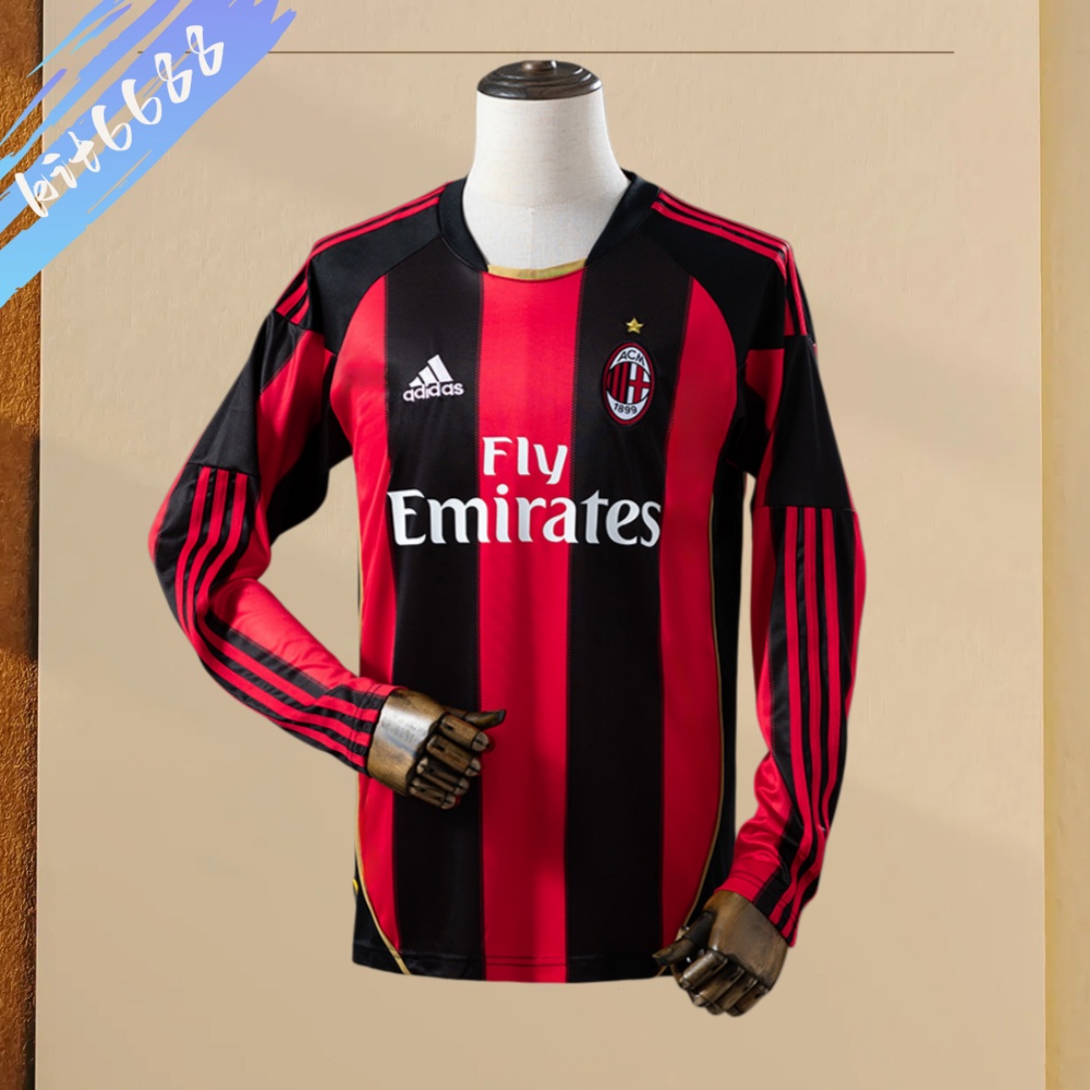 2010/2011 AC Milan home Retro Long Sleeve Football Shirt