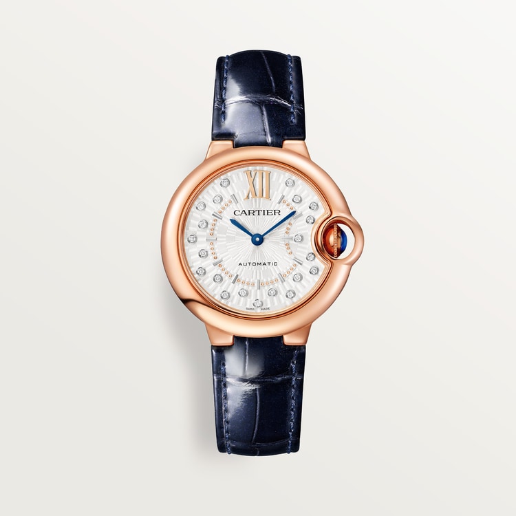 Ballon Bleu de Cartier watch Matt silvered stamped sunray dial 33 mm