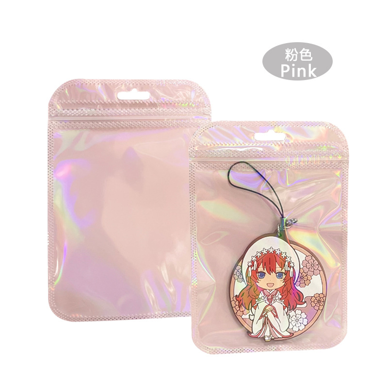 Laser packaging bags, macaron candy-colored plastic bags, jewelry packaging bags, zippered colorful self-sealing bags