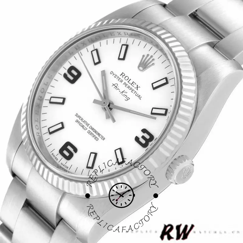 Rolex Oyster Perpetual Air-King 114234 White Arabic Dial 34mm Unisex Replica Watch
