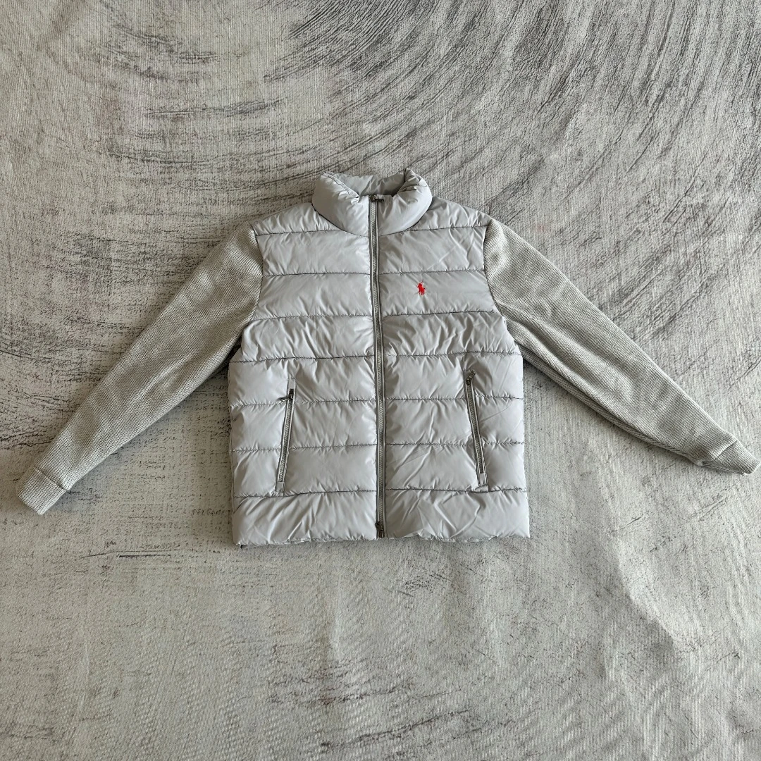 Polo Ralph Lauren Lightweight Quilted Casual Jacket with Knit Sleeves and Small Pony Embroidery (Mock Neck)