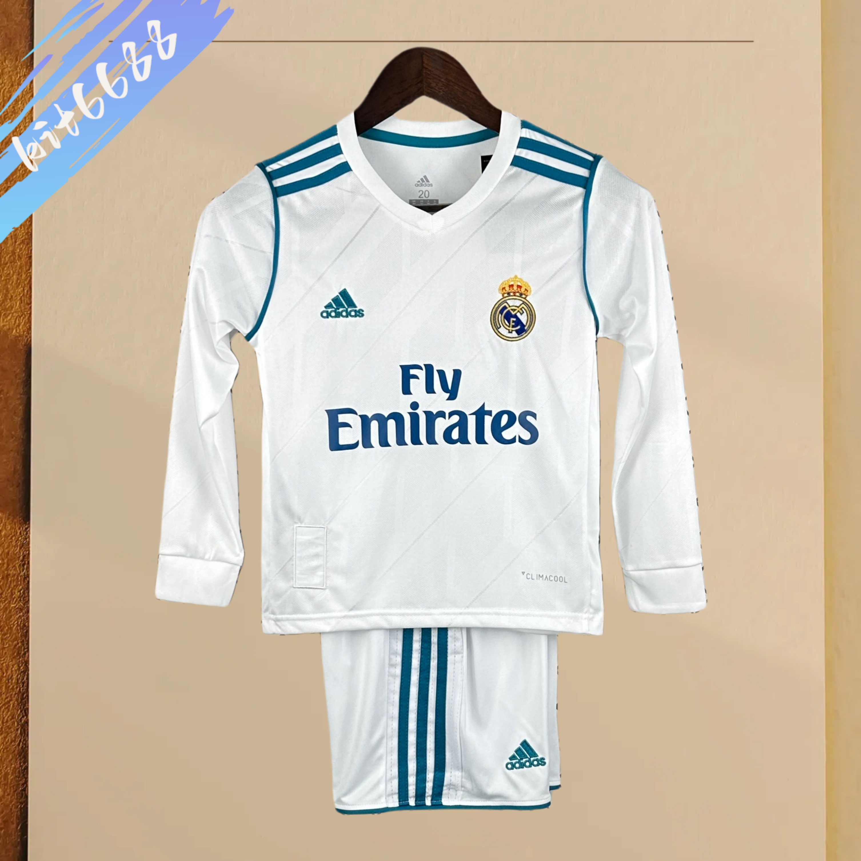 2017/2018 Real Madrid home long sleeves Retro Kids Set