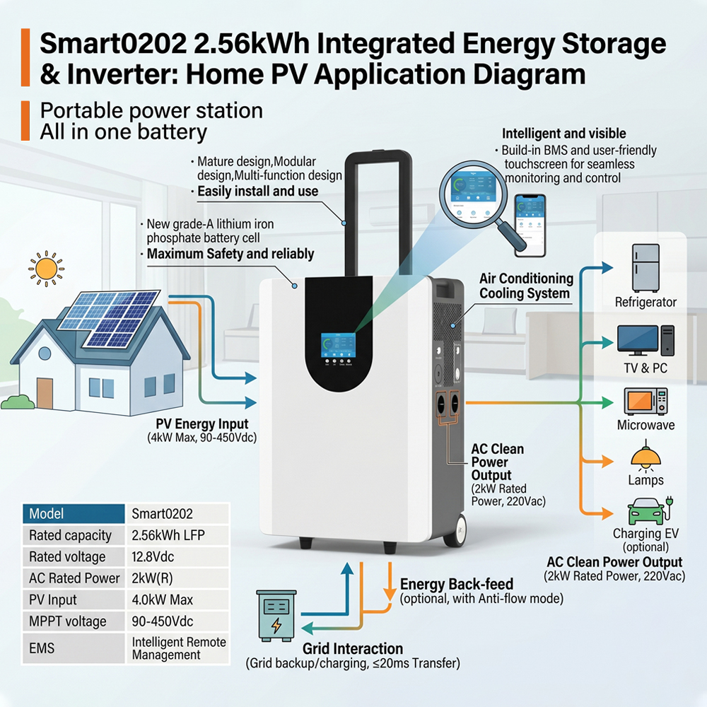 12V 200Ah 2.56KWH All-in-one Battery