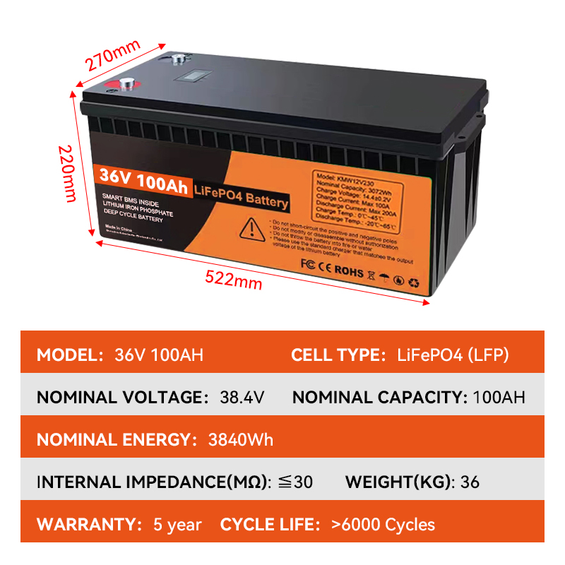 Lithium Ion Batteries Pack 36v 100ah
