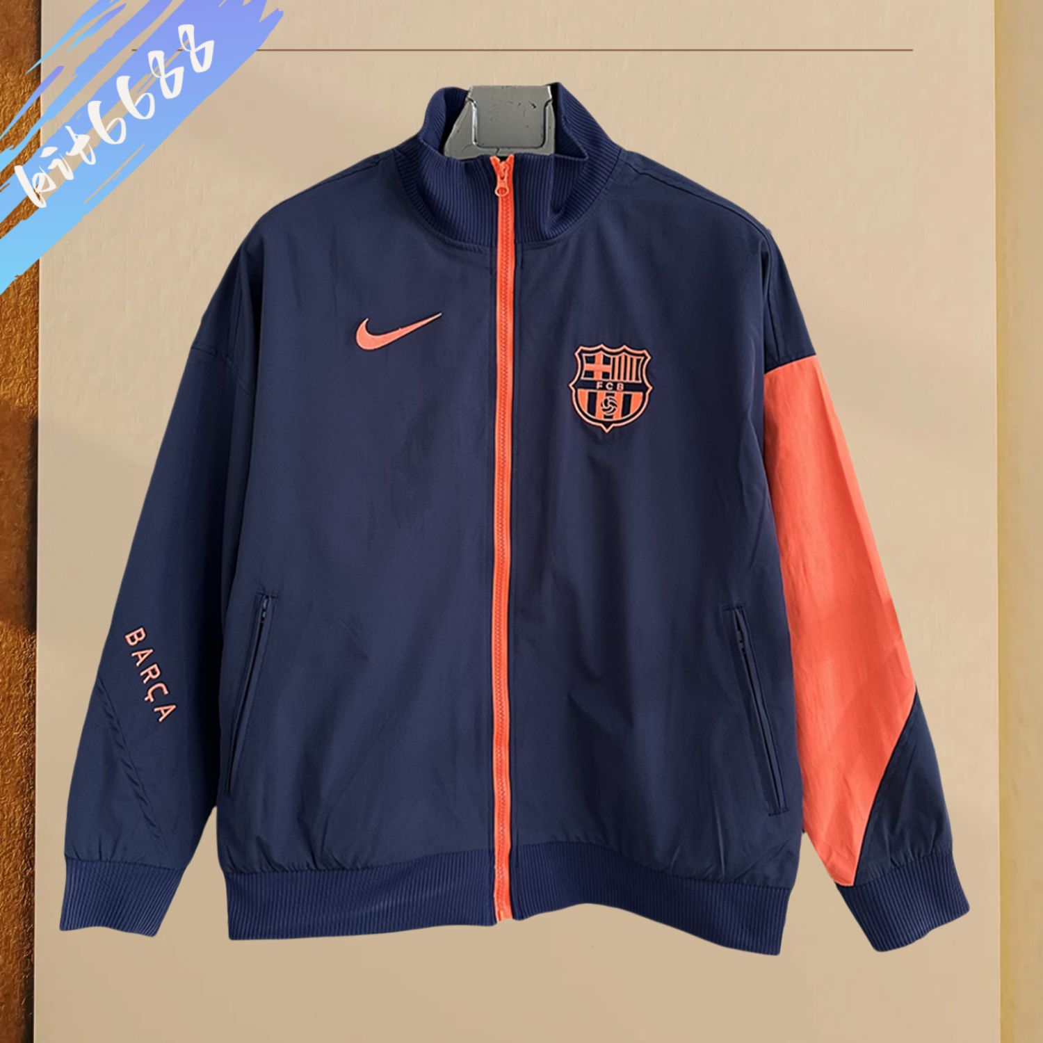2025/2026 Barcelona Royal Blue with Orange Windbreaker Jacket