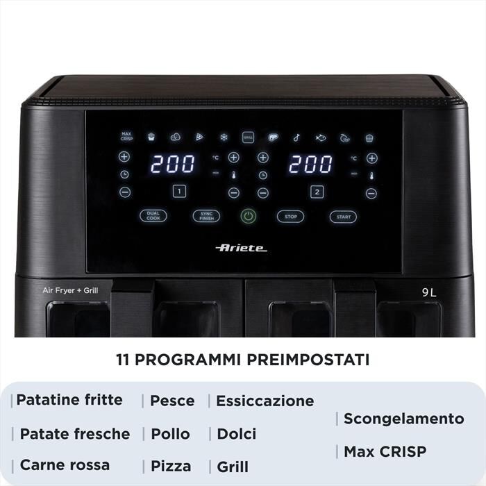 ARIETE - Friggitrice ad aria doppia 4631 9L 2400W-Nero