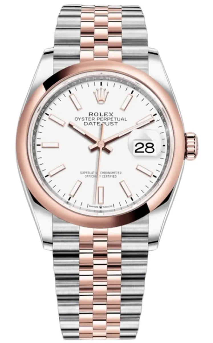 Rolex Datejust 36 Steel & Everose Gold White Dial Women's Watch M126201-0017