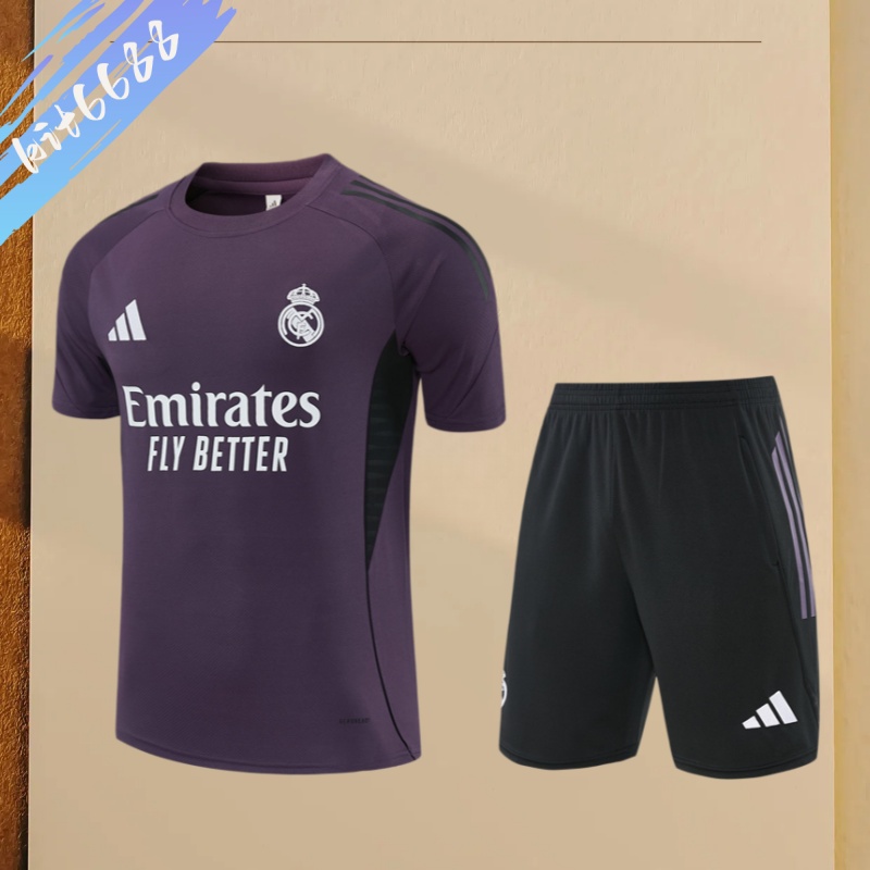 25/26 Real Madrid Purple Short Sleeve Training Wear ( Adult kit Kids )