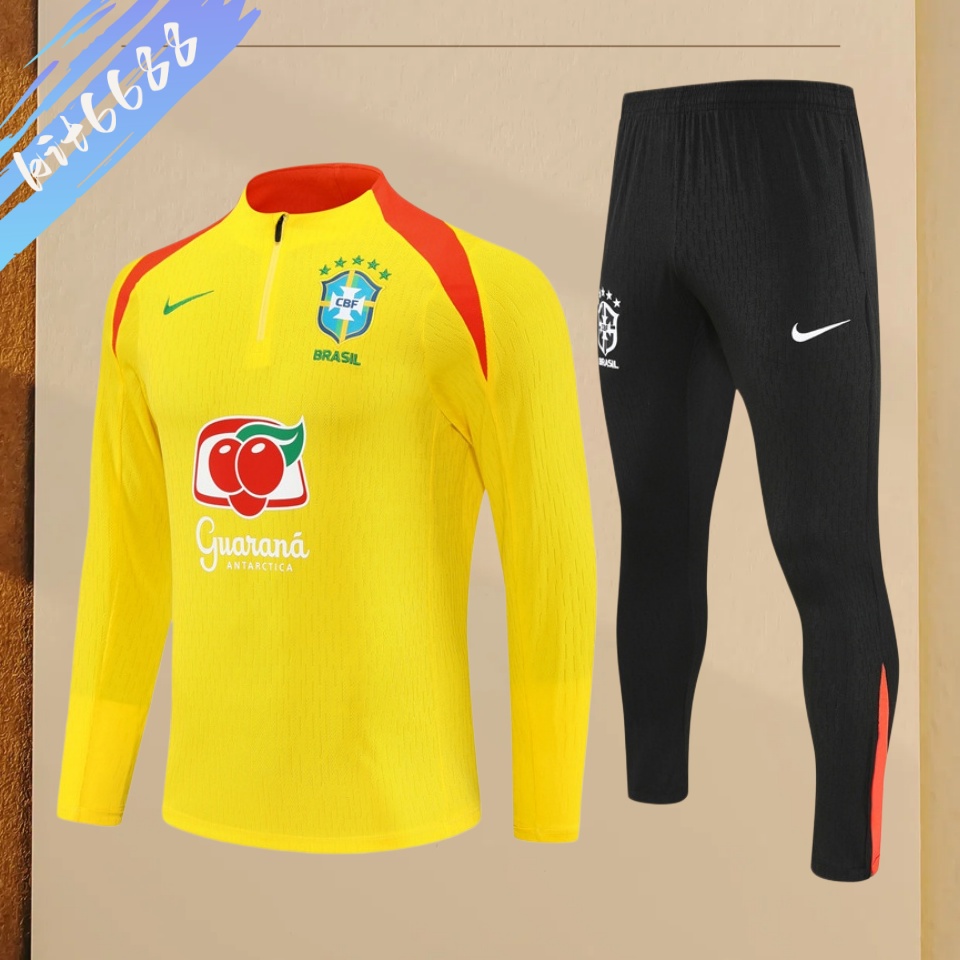 25/26 Brazil yellow Half Zip Training Kit (Adult Kids Kit)