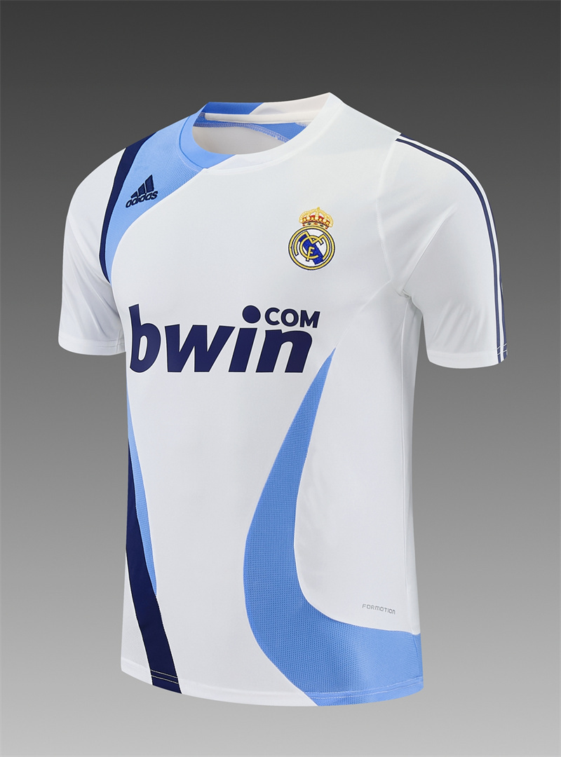 07/08 Real Madrid Retro Training Uniform short sleeves- Sleeve Football Shirt