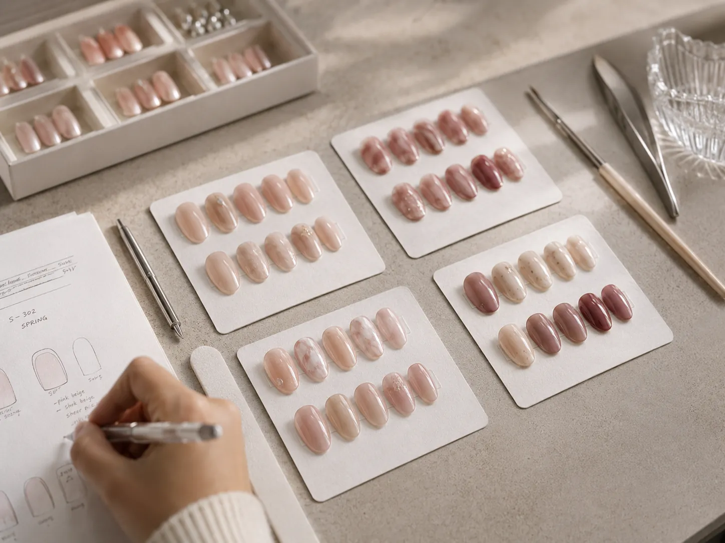 Custom press on nail samples under development
