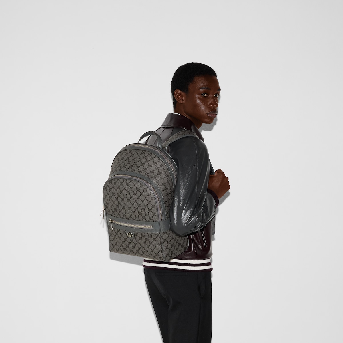 Ophidia medium backpack Grey leather trim
