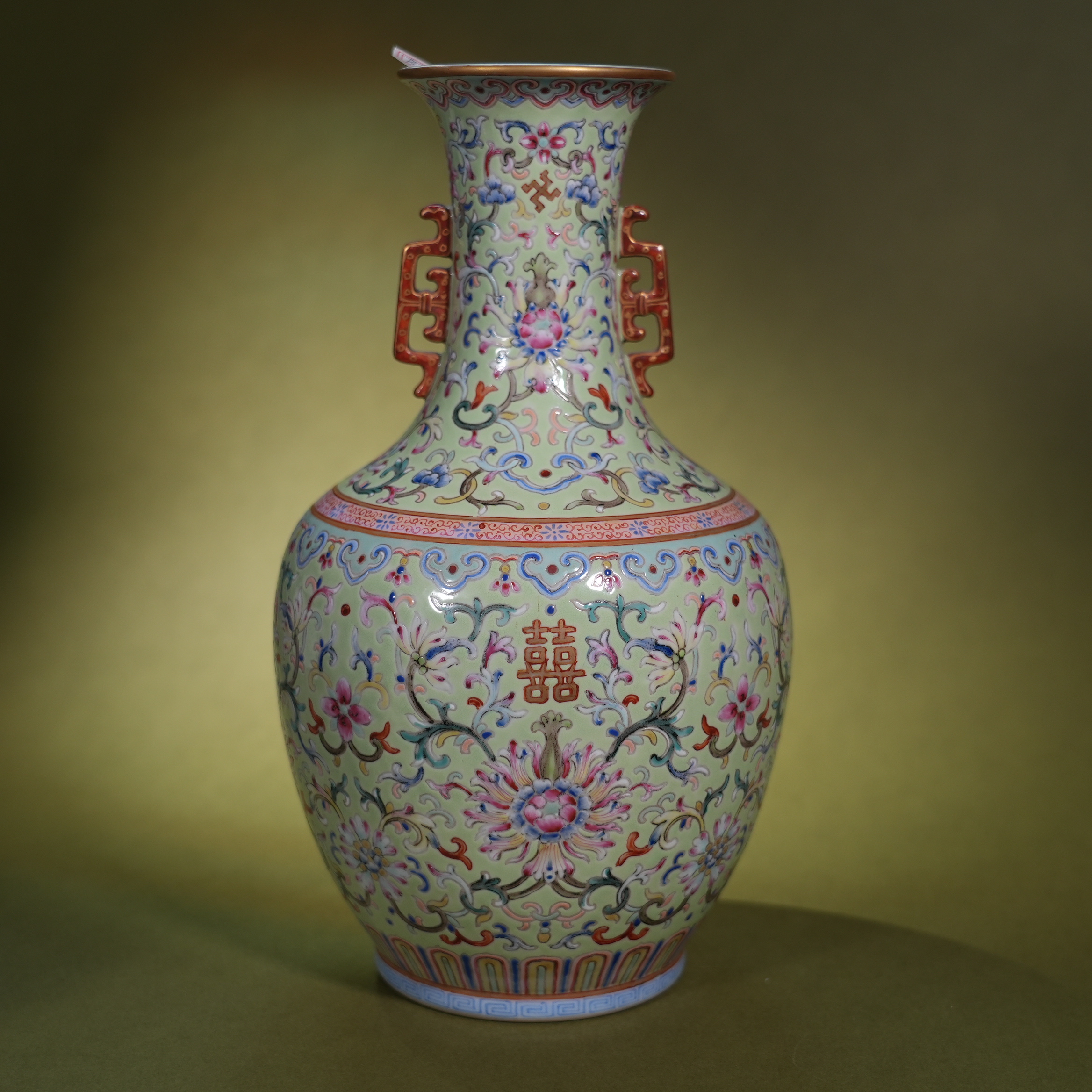 Ancient Chinese Famille Rose Double Happiness Porcelain Vase